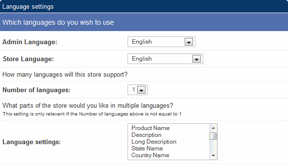 Language settings