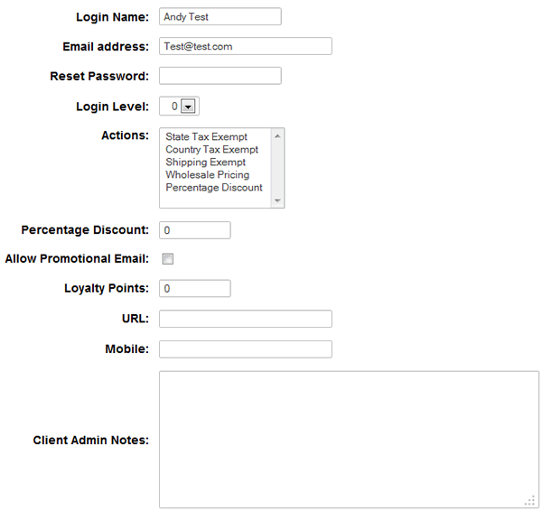 Customer login settings