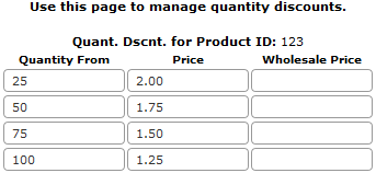 Quantity pricing