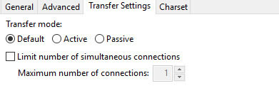 Filezilla transfer settings