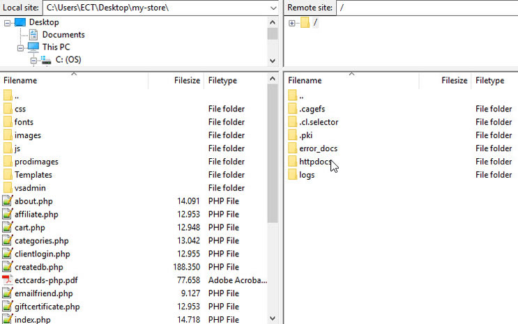 Filezilla root