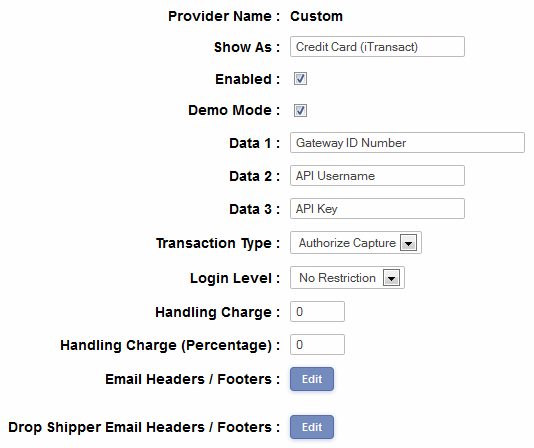 iTransact screen