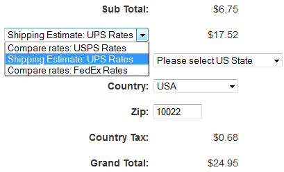 Shipping estimate