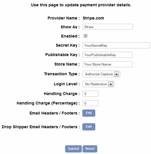 Stripe admin